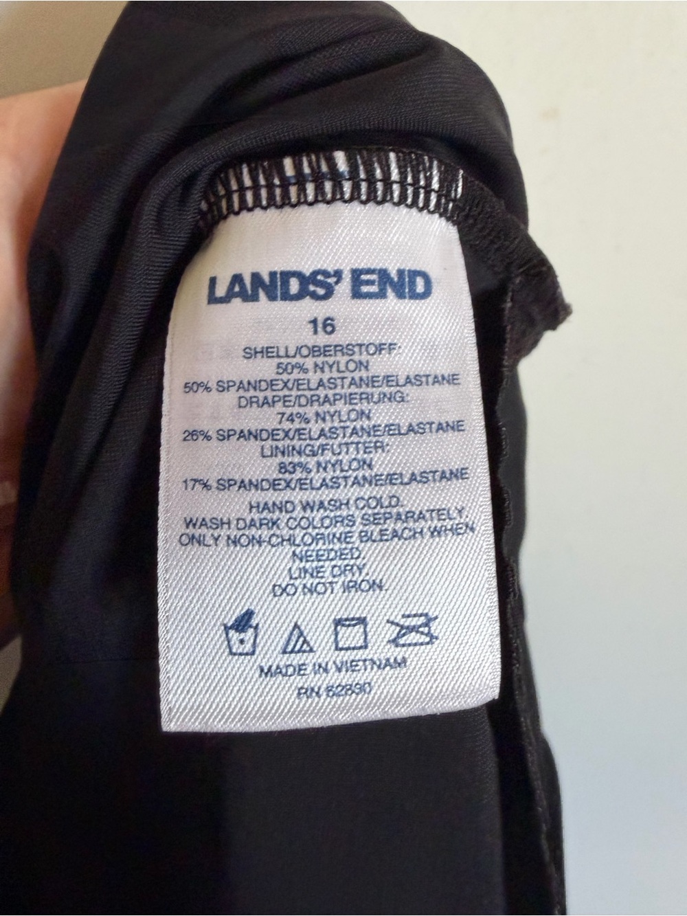 Lands' End Black Faux-Wrap One-Piece Swimsuit - Picture 5 of 6